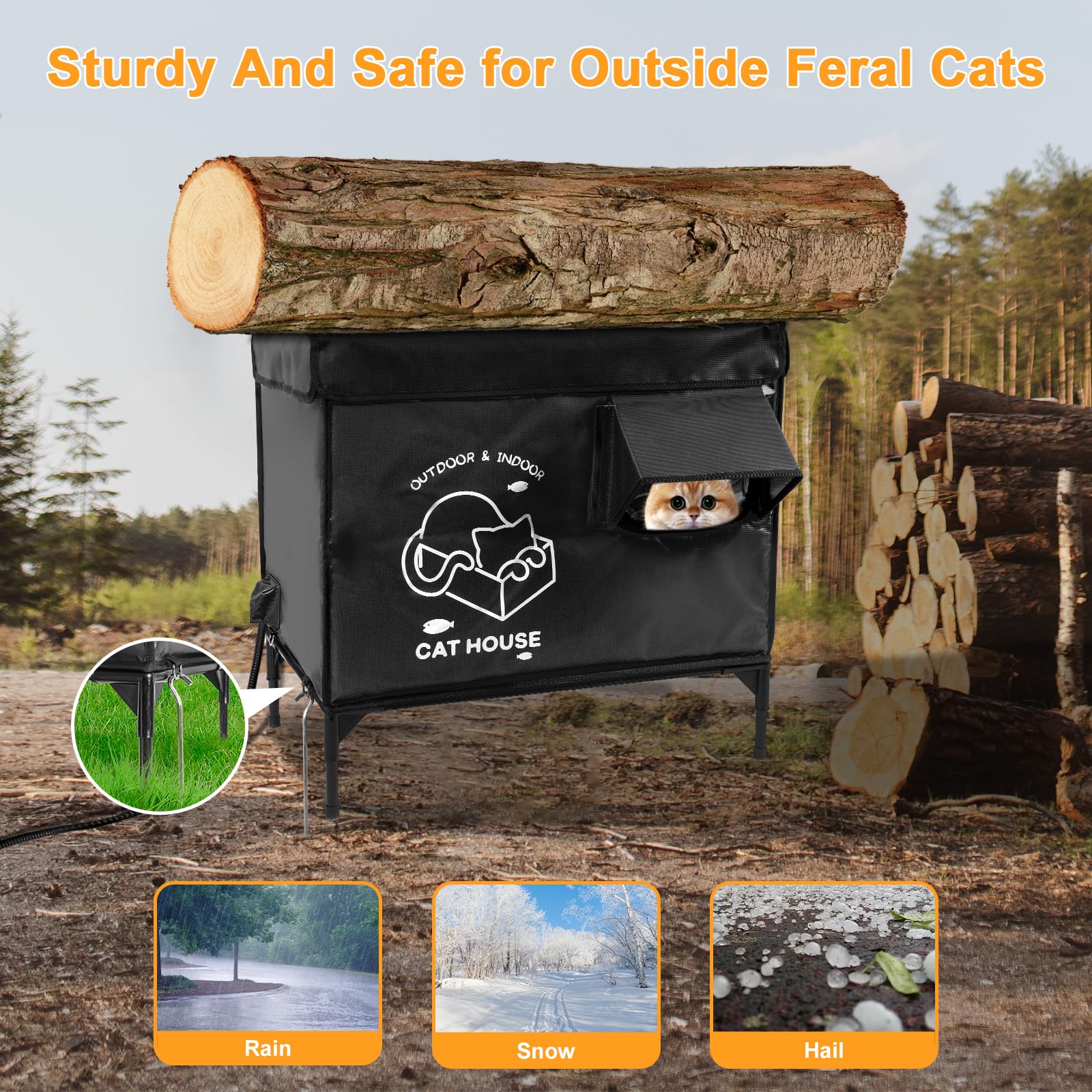 Casa para Gatos de Exterior — Refugio Impermeable Térmico para Gatos Callejeros y Domésticos