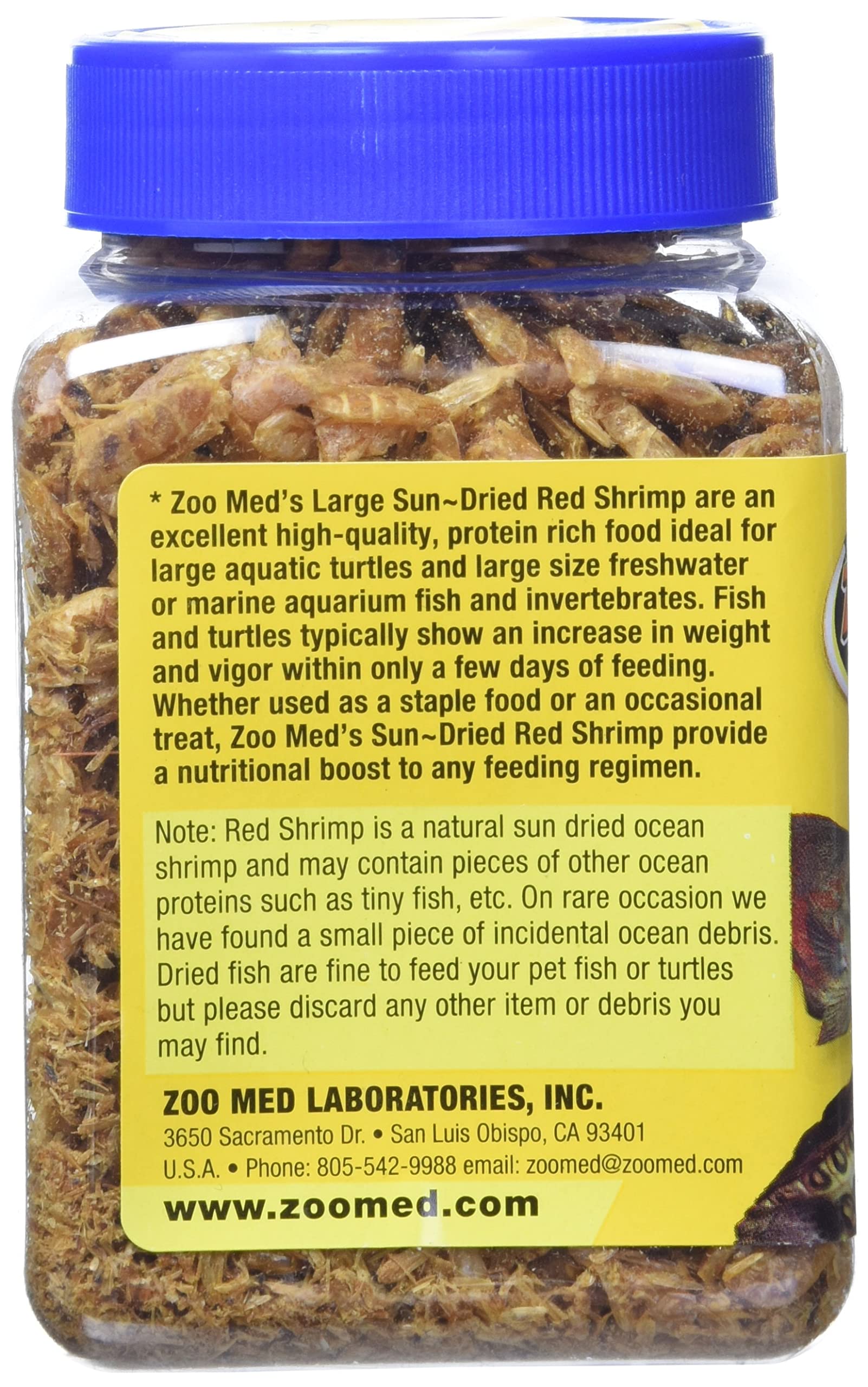 Zoo Med Sun-Dried Red Shrimp — Camarones Secados al Sol para Tortugas Acuáticas y Peces de Acuario