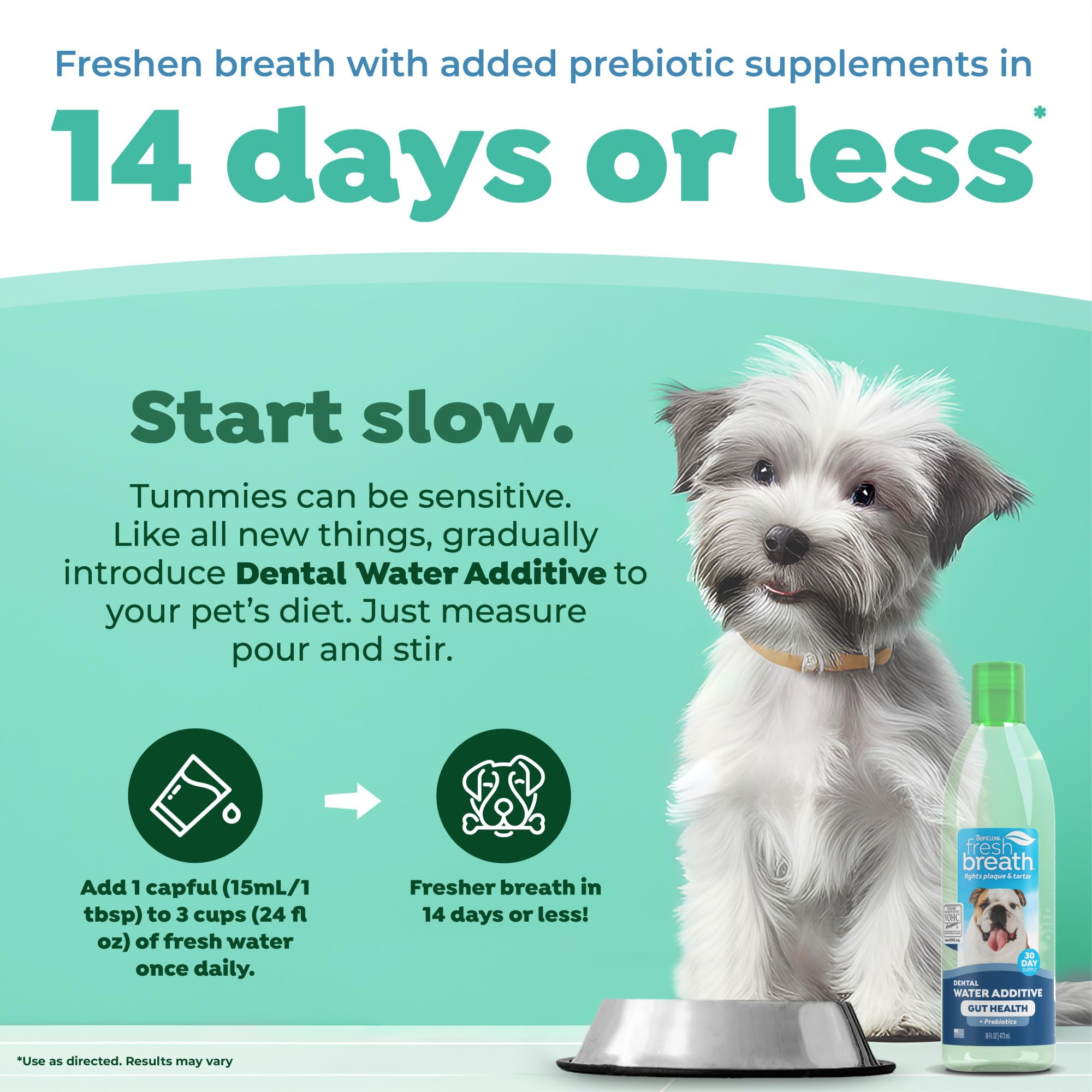TropiClean Fresh Breath — Aditivo Dental para Agua, Limpieza de Dientes y Aliento Fresco para Perros