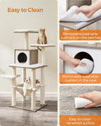 Feandrea — Torre Rascador para Gatos con Perchas, Plataformas y Postes de Sisal