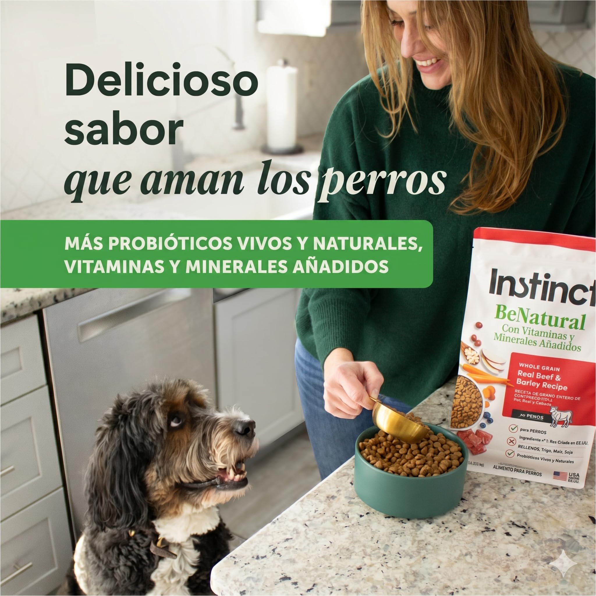 Instinct Be Natural Alimento Seco para Perros con Pollo Real y Arroz Integral — Croquetas con Cobertura de Raw Congelado, Bolsa 25 lb (11.3 kg)