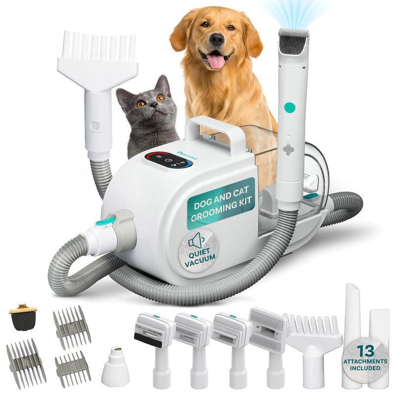Kit de Estética Profesional para Mascotas PetCove FurrFluff — Aspiradora con Cortadora, Esmerilador de Uñas y Secadora con Succión Silenciosa de 3 Velocidades, 3 Niveles de Calor, Depósito de 2.6L y Filtro HEPA para Perros y Gatos