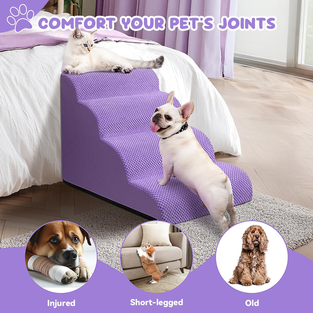 Zerbuger — Escalera y Rampa de Espuma para Perros y Gatos — Escalones Antideslizantes para Cama, Sofá y Silla