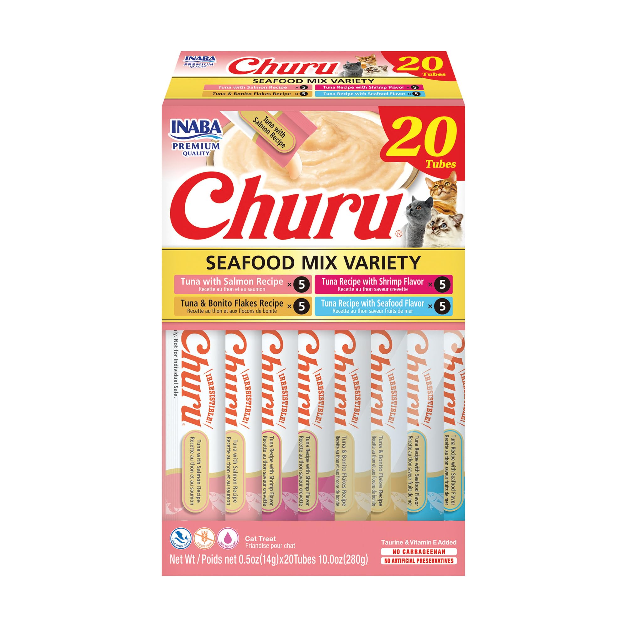 INABA Churu — Snack Cremoso Lickable sin Granos con Vitamina E y Taurina para Gato
