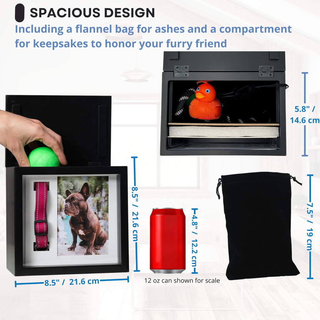 OtterPets — Urna Memorial para Cenizas de Mascotas con 4 Tipos de Exhibición, Kit de Huella y Bolsa de Franela para Perros y Gatos