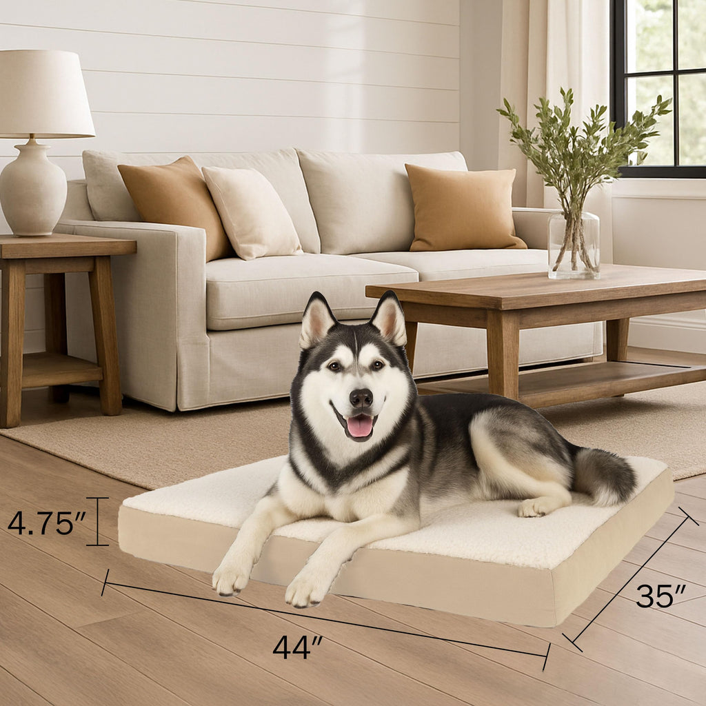Petmaker — Cama Ortopédica con Memory Foam y Cubierta de Sherpa Lavable para Perro