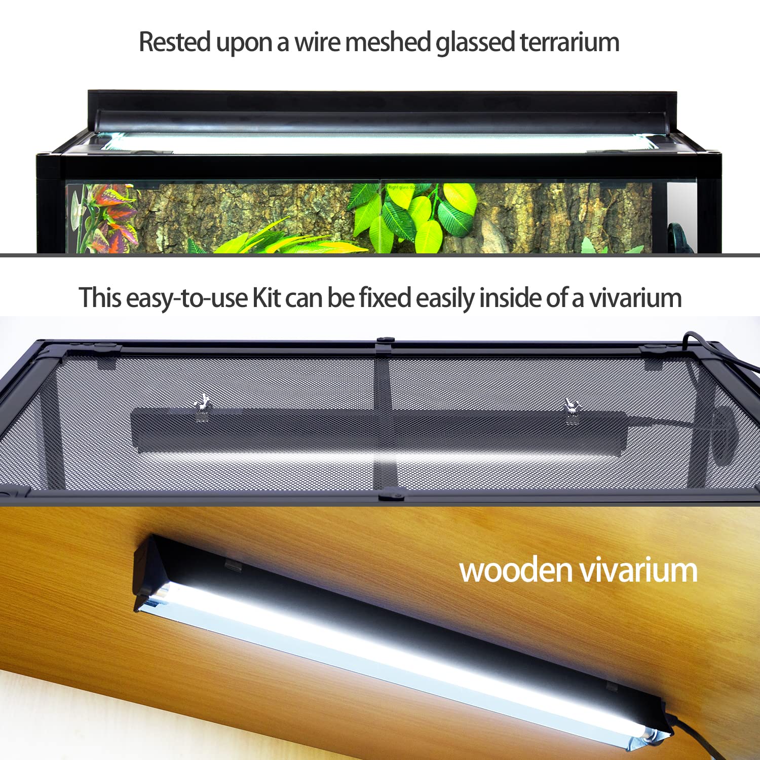 REPTI ZOO — Kit de Iluminación UVB T5 HO para Reptiles con Reflector Curvo y Lámpara 5.0 UVB