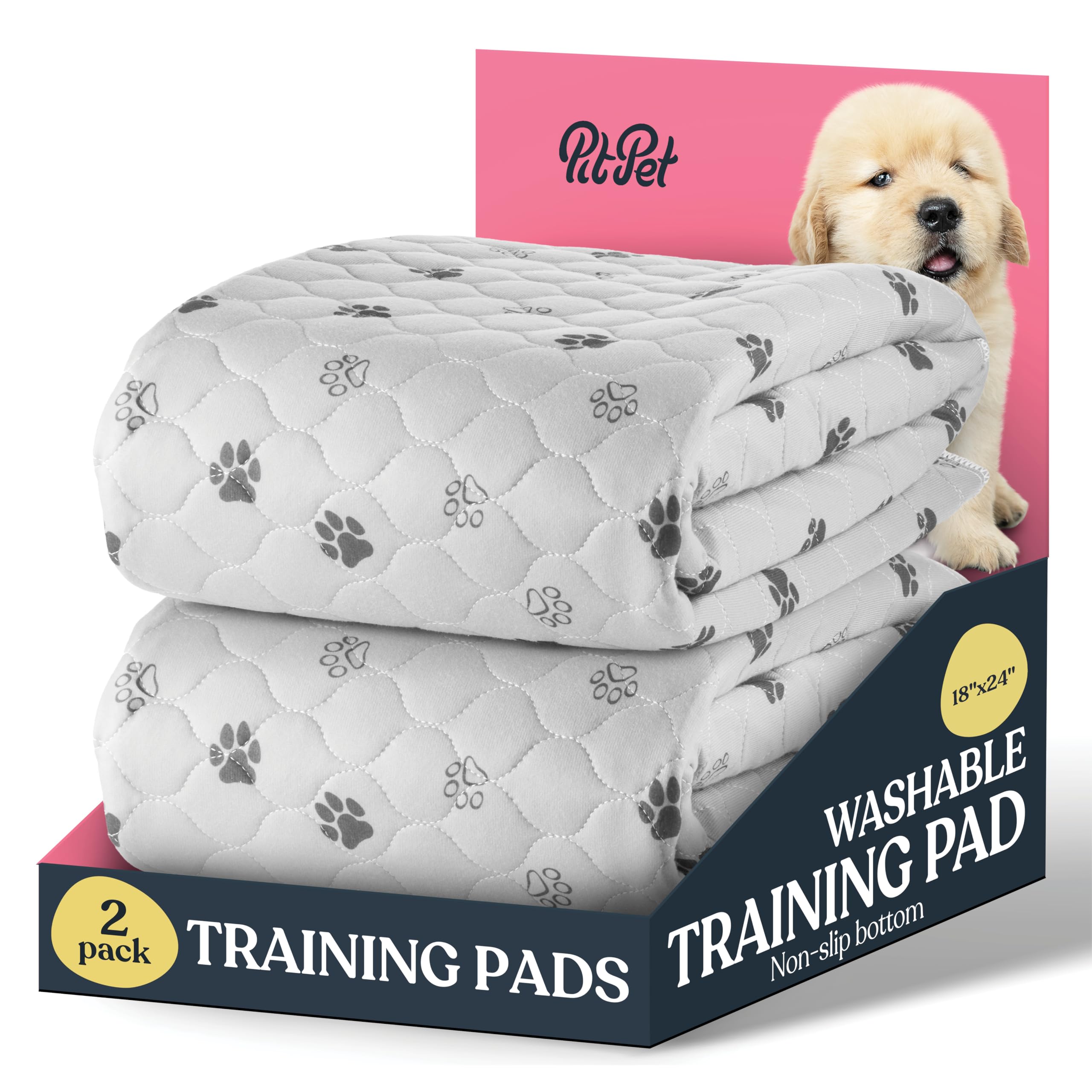 Tapete Entrenador Lavable y Reutilizable para Perros — Protección Impermeable Súper Absorbente contra Orina, Paquete de 2