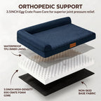 Patas Lague — Cama Ortopédica con Bolster en L y Cubierta Lavable Impermeable para Perro