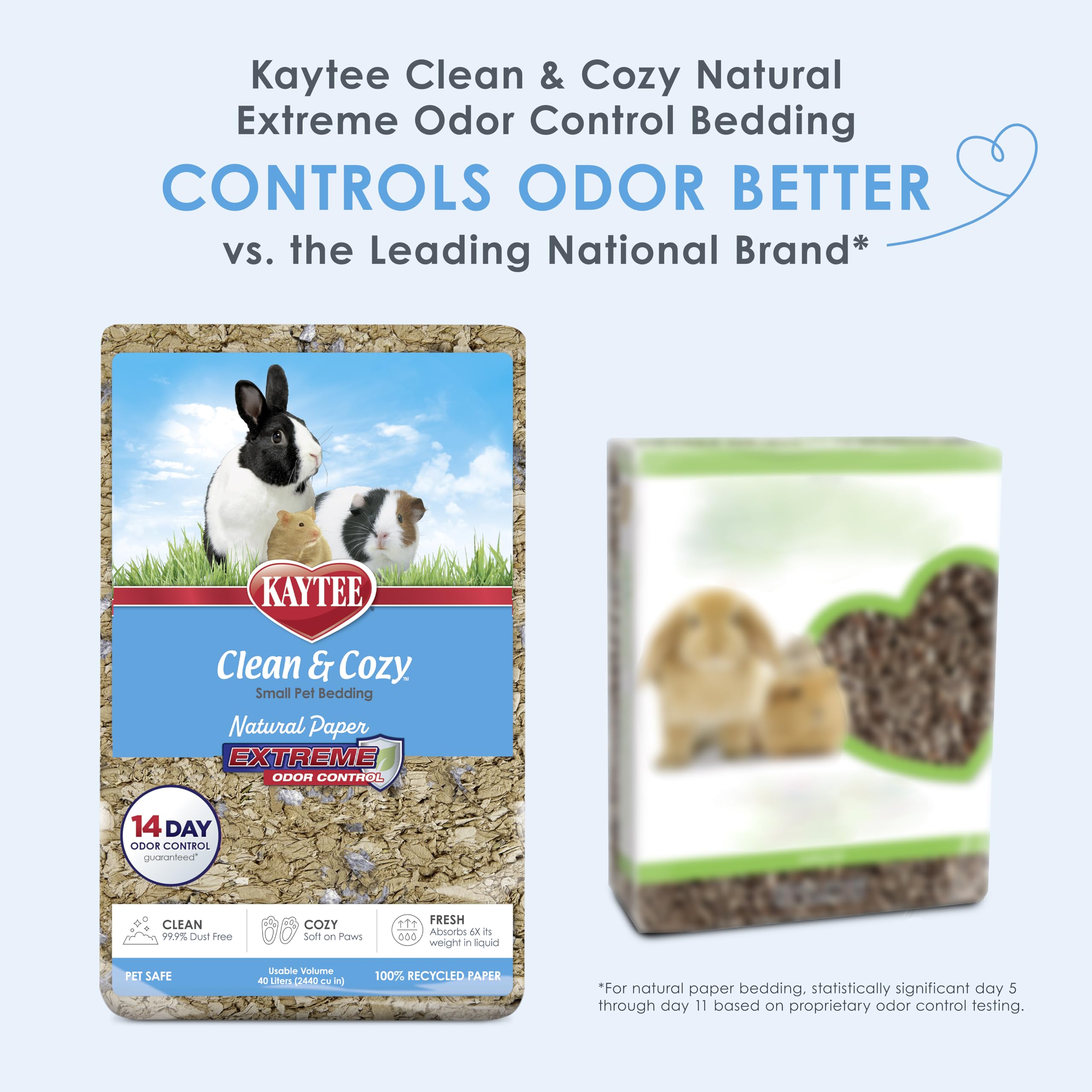 Kaytee Clean & Cozy Extreme Odor Control — Cama y Sustrato Absorbente con Control de Olores para Cobayos, Conejos, Hámsters, Jerbos y Chinchillas