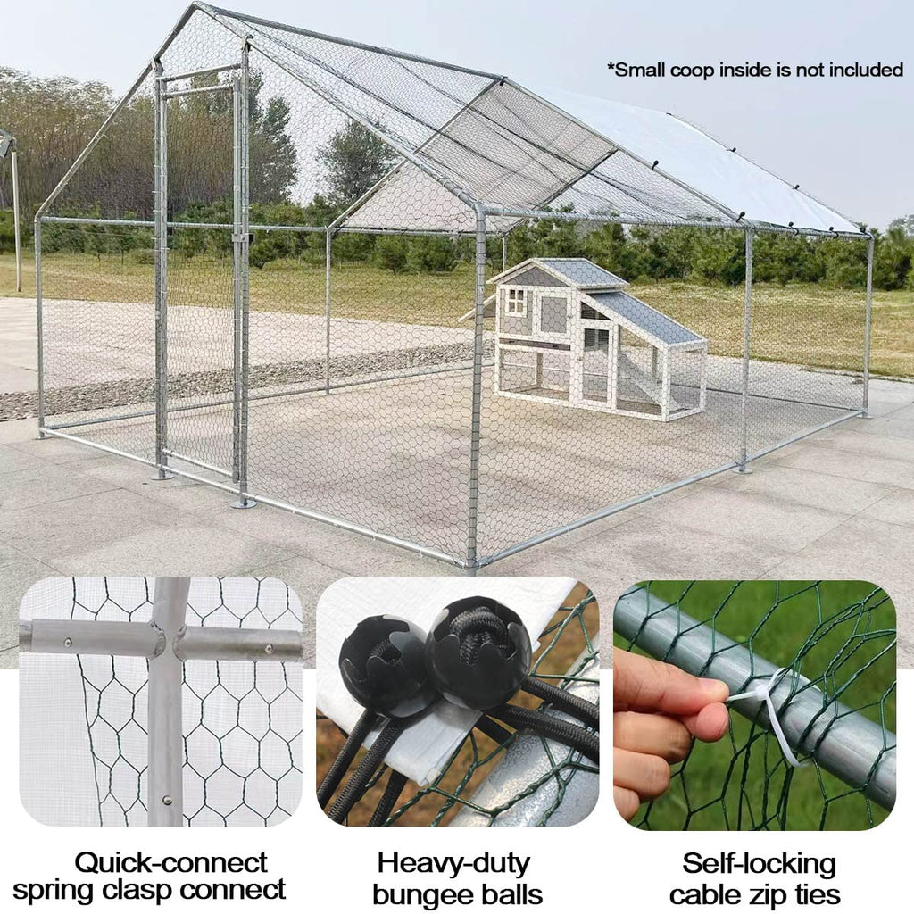Corral para Gallinas Extra Grande con Cubierta — Jaula Metálica para Aves de Corral, Conejos, Patos y Mascotas de Exterior