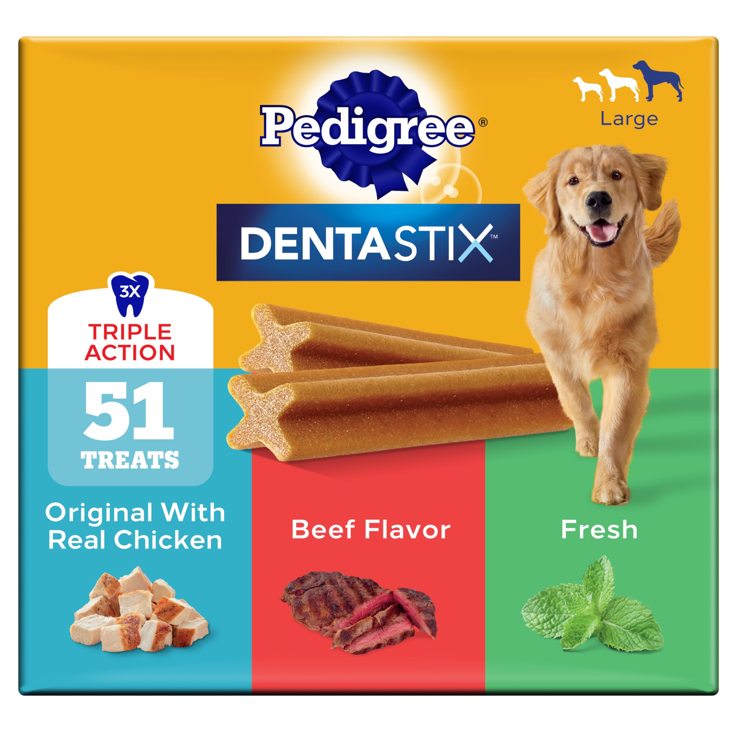 Pedigree Dentastix — Premios Dentales de Acción Triple para Perros de Raza Grande