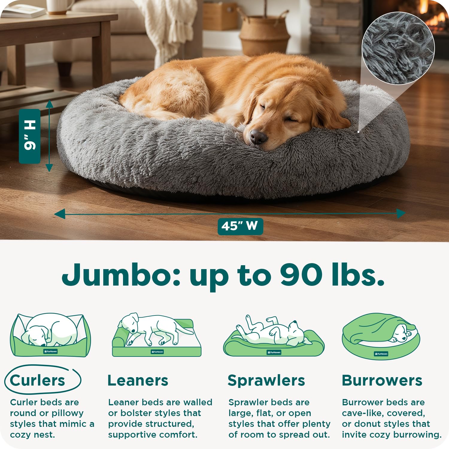 FurHaven Calming Cuddler — Cama Donut Calmante de Peluche para Perros y Gatos