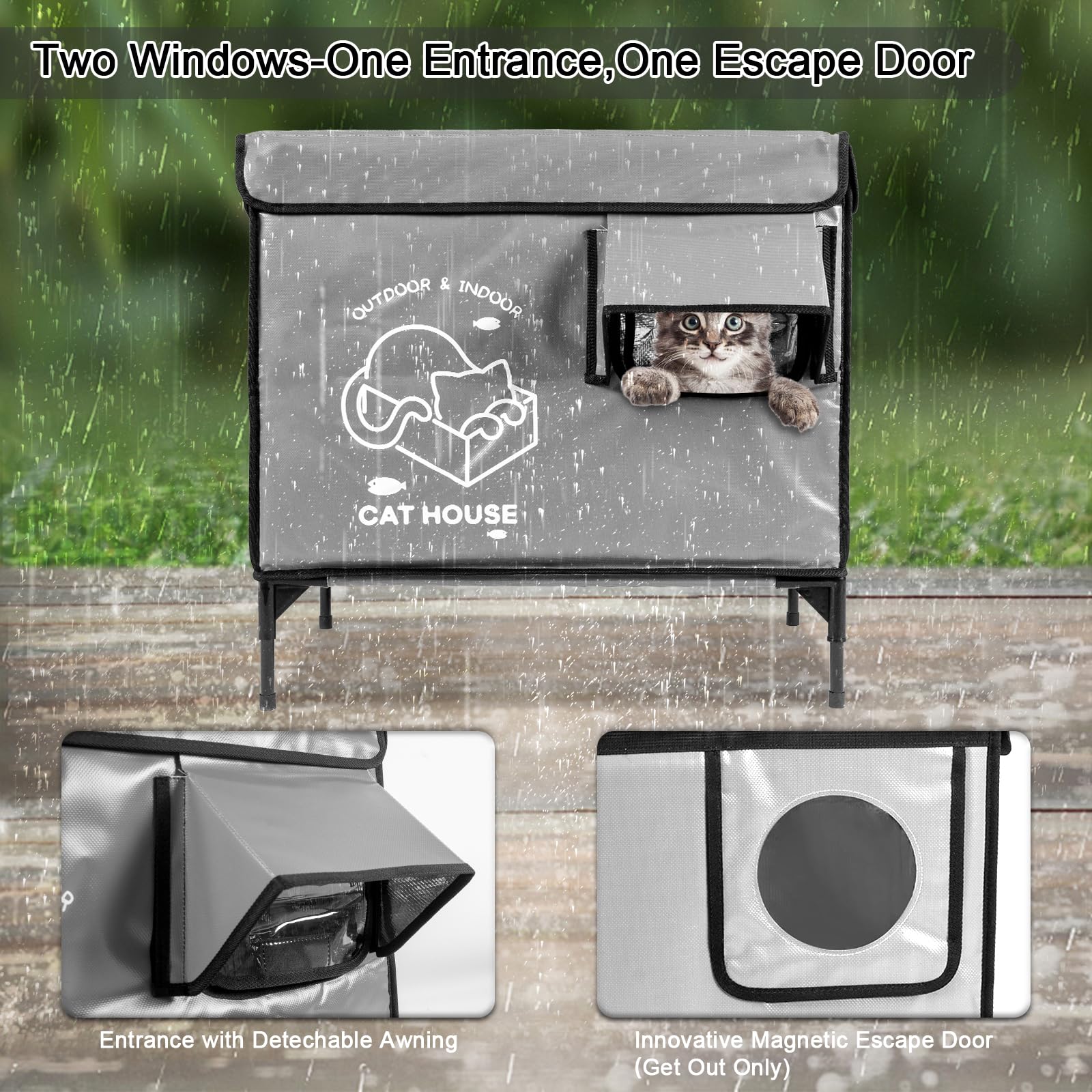 Casa para Gatos de Exterior — Refugio Impermeable Térmico para Gatos Callejeros y Domésticos