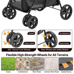 LPOTIUS Carriola Doble para Perros y Gatos con 2 Transportadoras Desmontables — Carreola Plegable con 4 Ruedas para Mascotas Pequeñas y Medianas