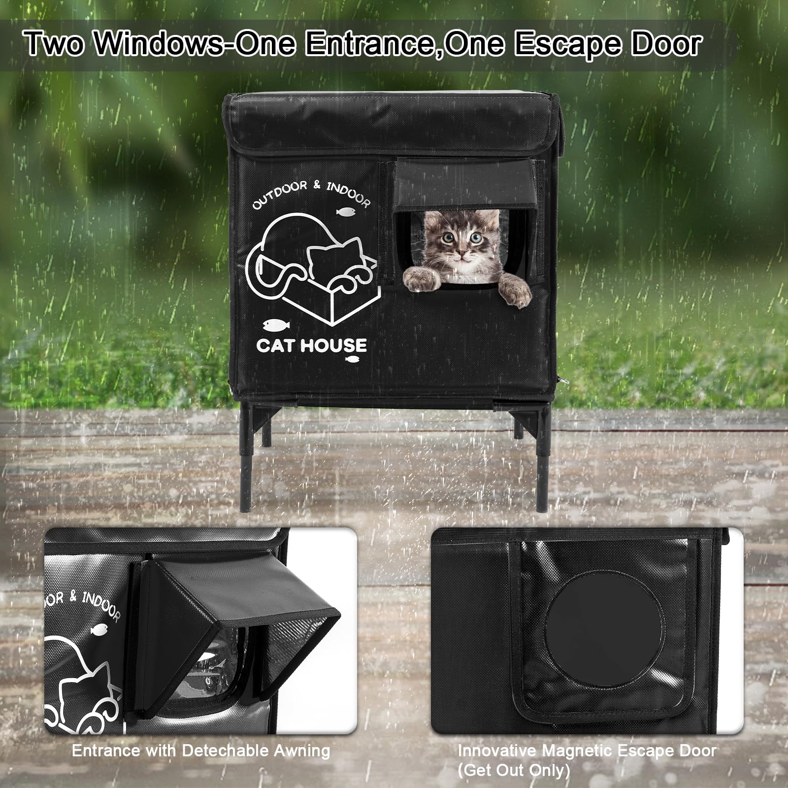 Casa para Gatos de Exterior — Refugio Impermeable Térmico para Gatos Callejeros y Domésticos