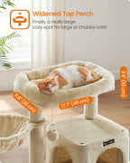 Feandrea Torre para Gatos Multinivel — Árbol Rascador con Percha Ampliada para Gatos Grandes y Cachorros, 96 cm