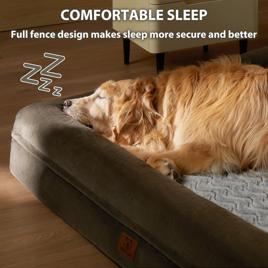 WNPETHOME — Cama Ortopédica Sofá para Perro XL con Cubierta Extraíble Impermeable y Bordes Acolchados
