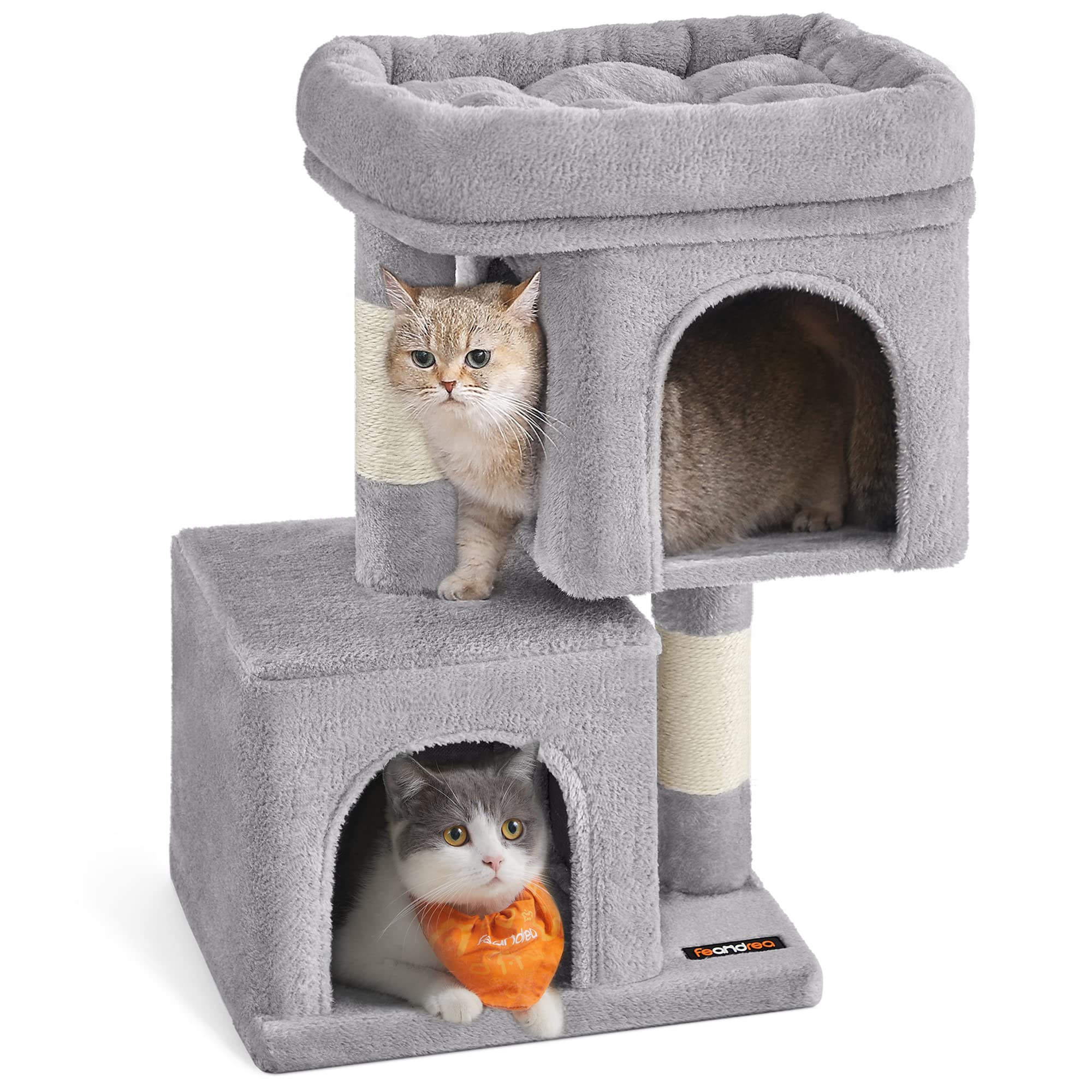 Feandrea — Torre Rascador para Gatos con Condo, Perchas y Postes de Sisal