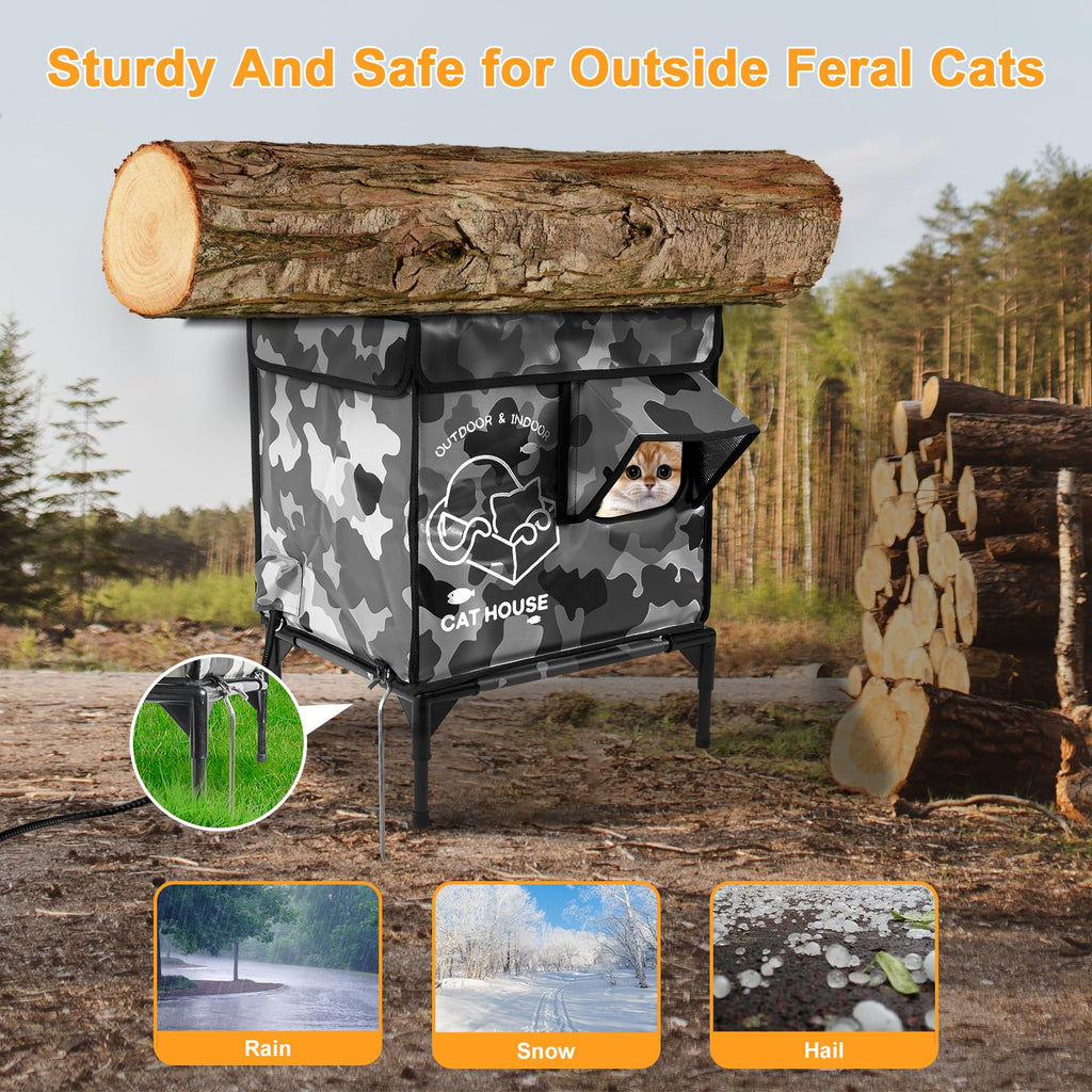 Casa para Gatos de Exterior — Refugio Impermeable Térmico para Gatos Callejeros y Domésticos