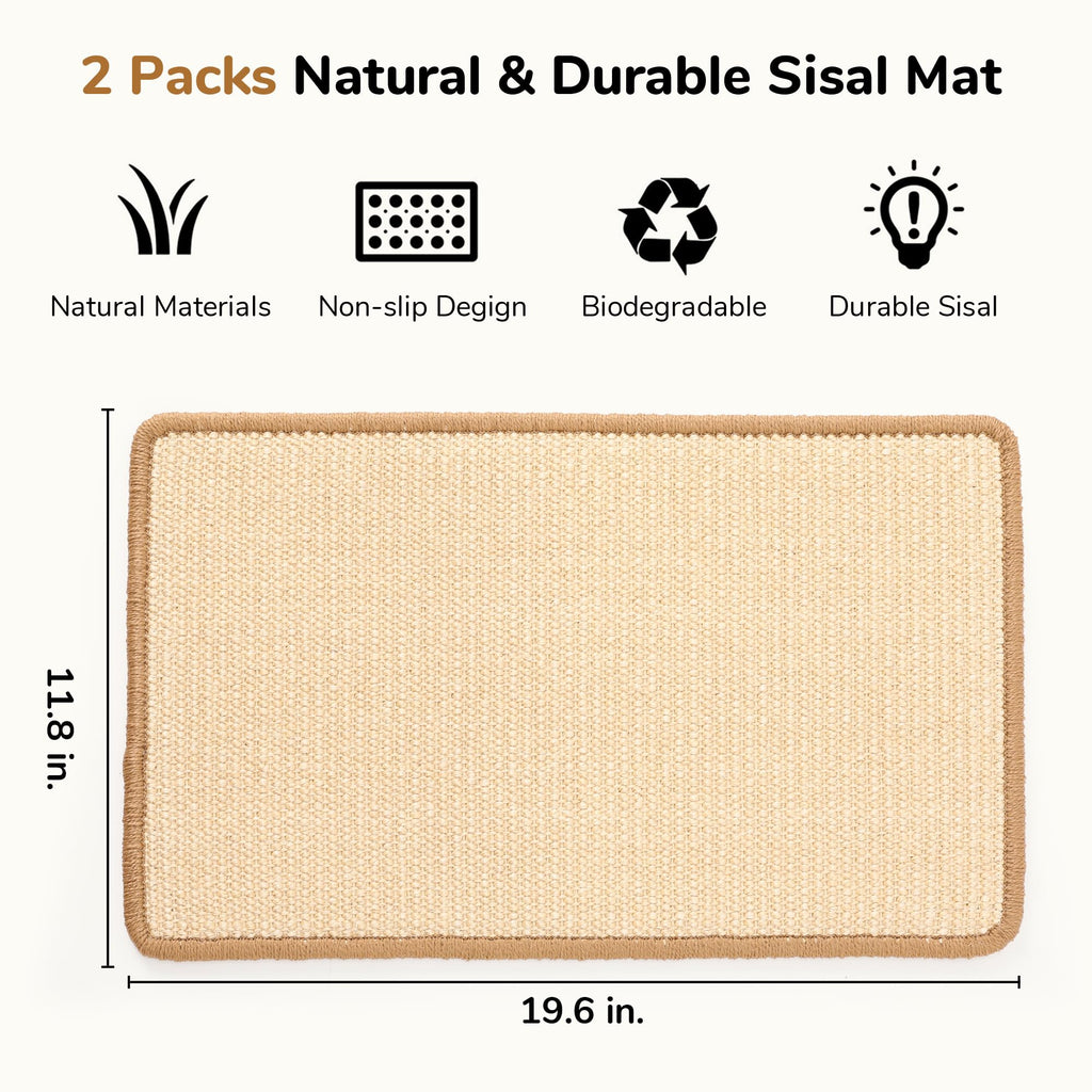 FUKUMARU — Tapete Rascador de Sisal Natural para Gato | Protege Tapetes y Sofás