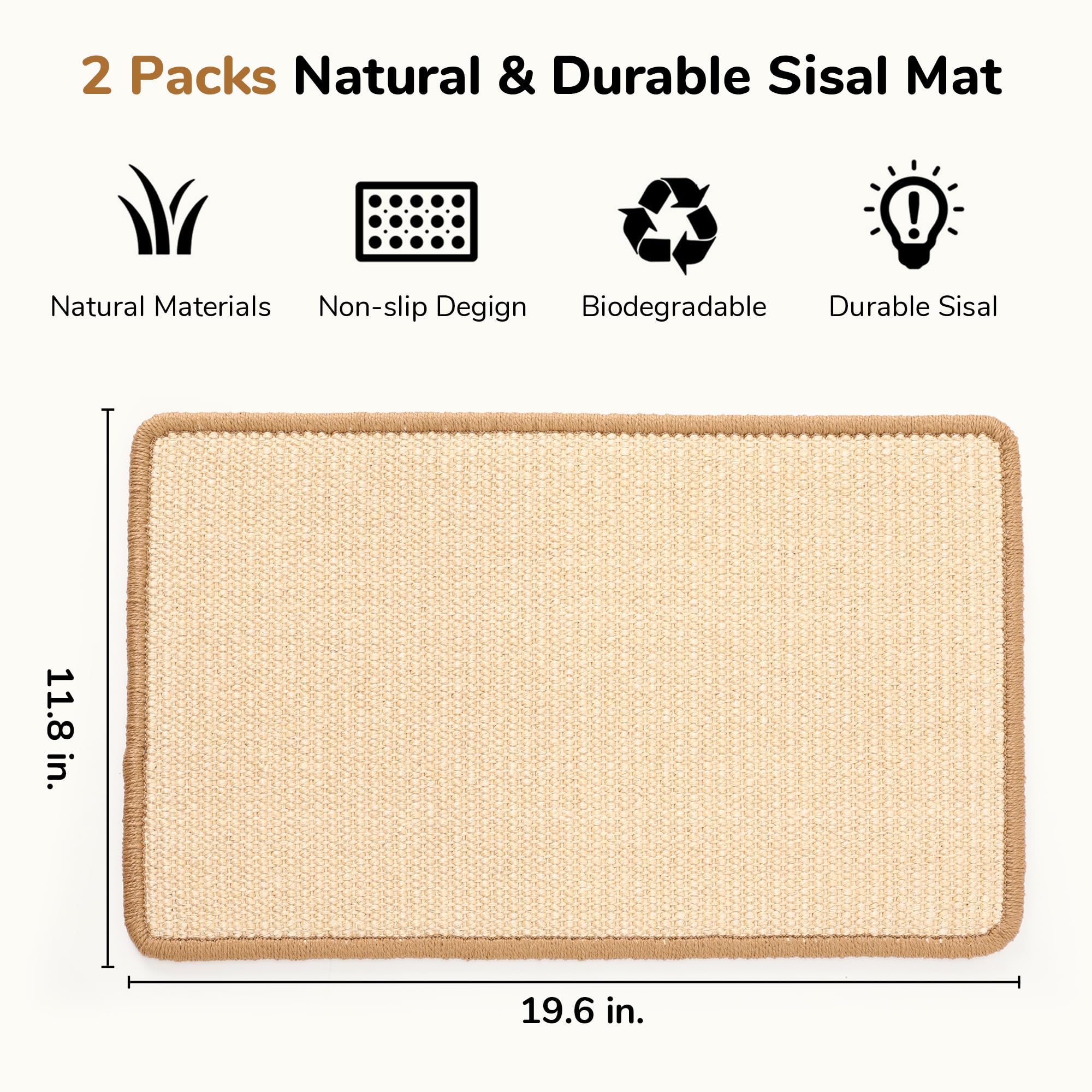 FUKUMARU — Tapete Rascador de Sisal Natural para Gato | Protege Tapetes y Sofás