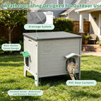 Rockever — Casa Exterior para Gatos con Aislamiento Térmico y Puerta de Escape, Refugio de Plástico para Interior y Exterior