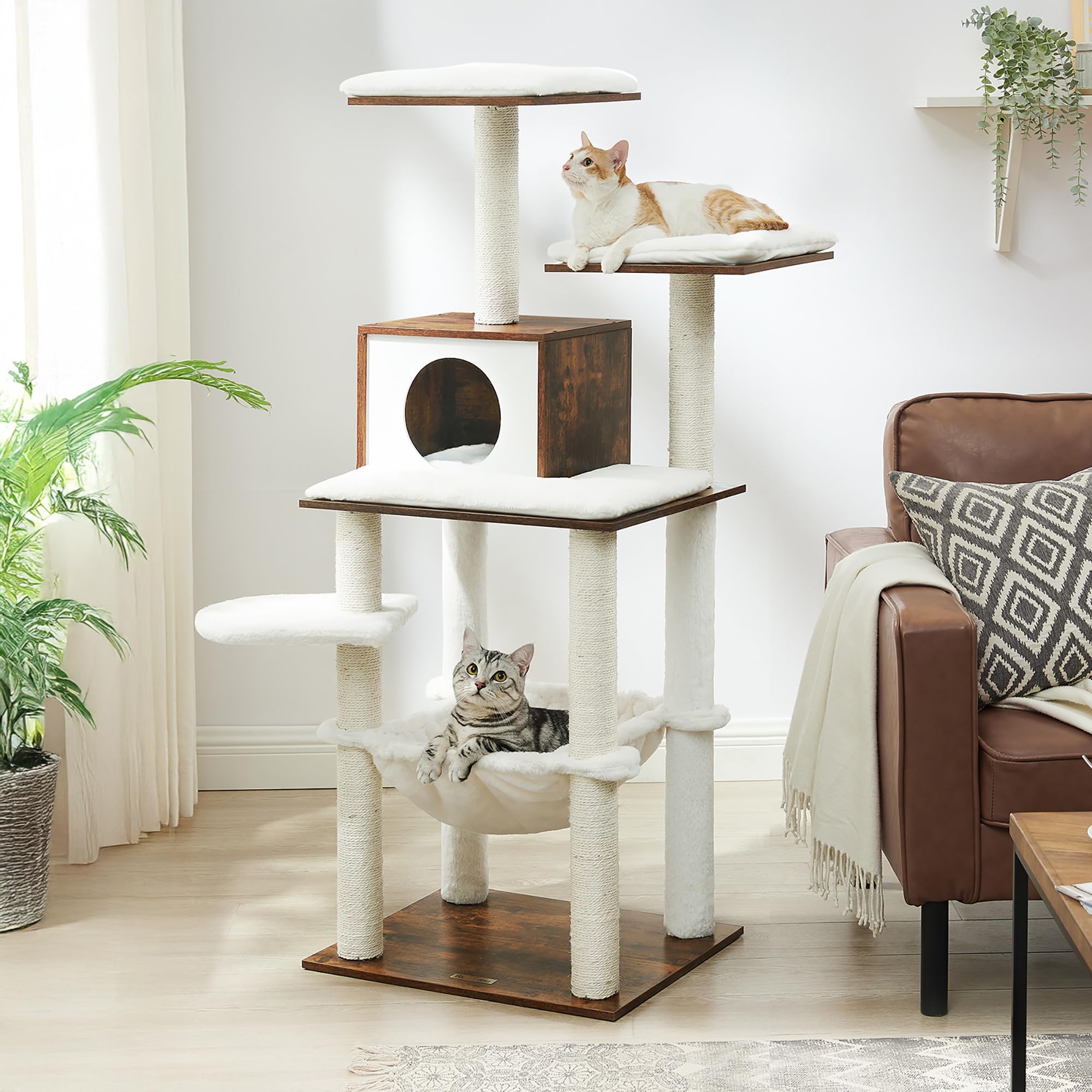 Feandrea — Torre Rascador para Gatos con Perchas, Plataformas y Postes de Sisal
