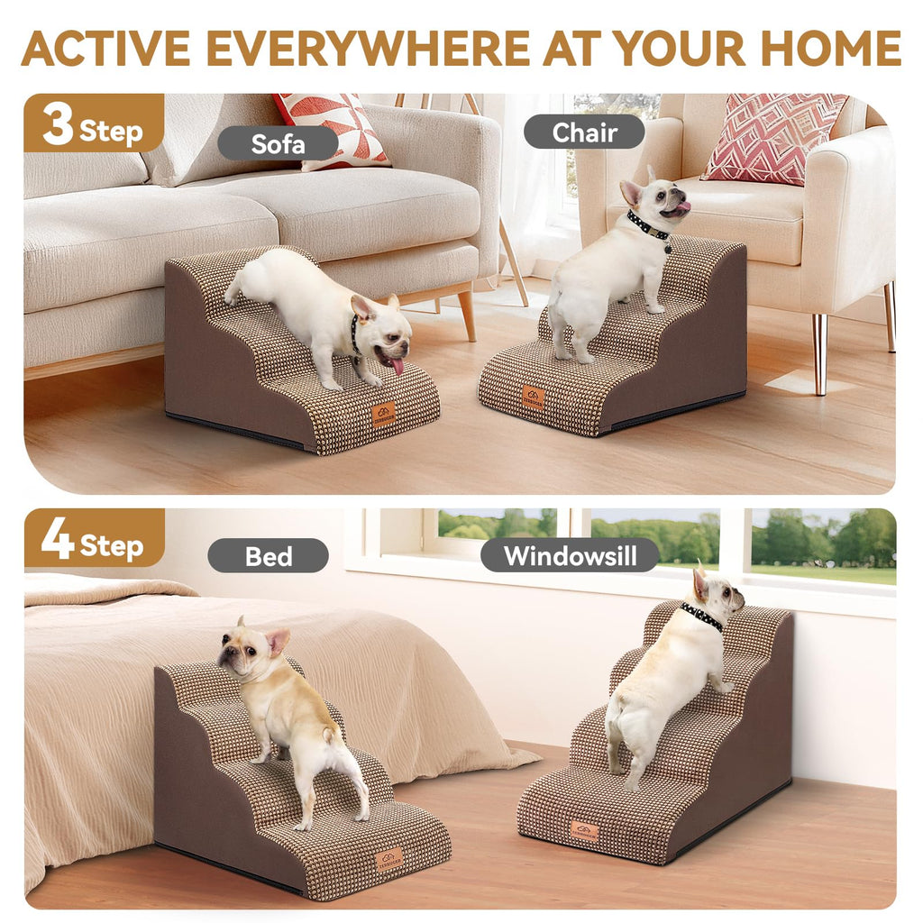 Zerbuger — Escalera y Rampa de Espuma para Perros y Gatos — Escalones Antideslizantes para Cama, Sofá y Silla