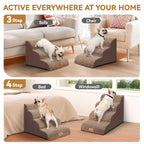 Zerbuger — Escalera y Rampa de Espuma para Perros y Gatos — Escalones Antideslizantes para Cama, Sofá y Silla