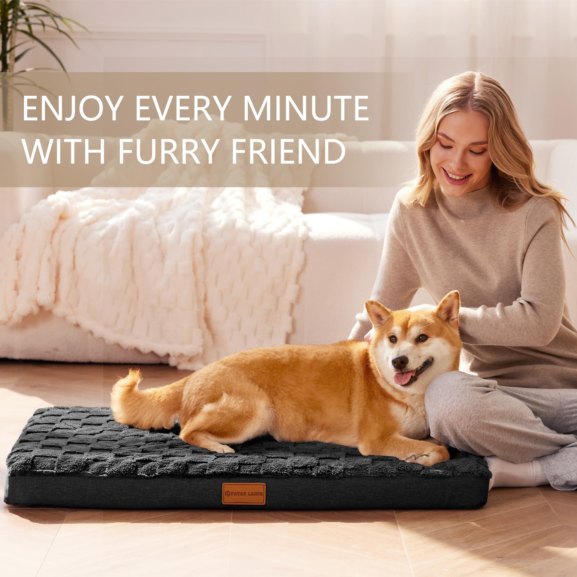 Patas Lague — Cama Ortopédica con Espuma Egg Crate, Funda Lavable y Base Antideslizante para Perro
