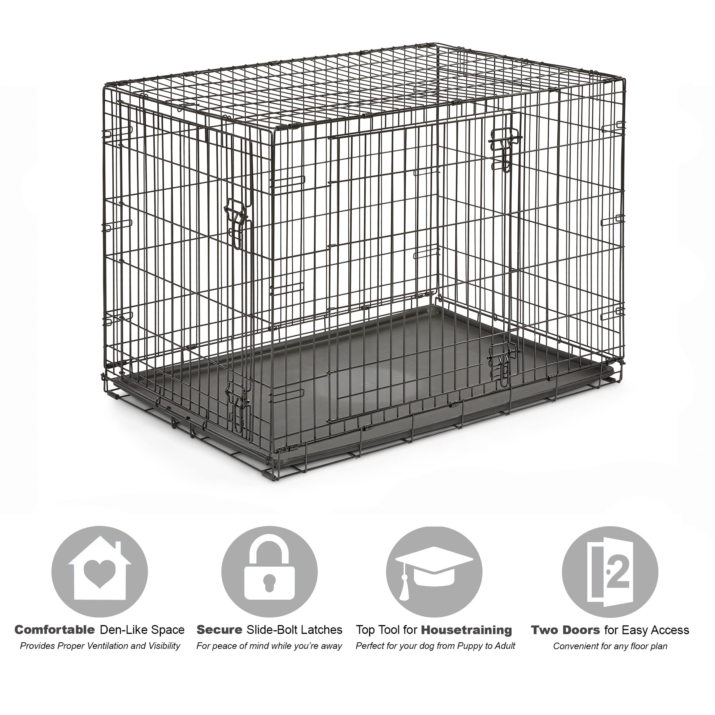 New World — Jaula para Perro Plegable de Metal con Doble Puerta
