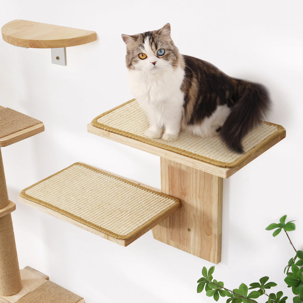 FUKUMARU — Repisas de Pared para Gatos, Plataformas Flotantes de Madera con Forma de Árbol para Trepar, Jugar y Descansar