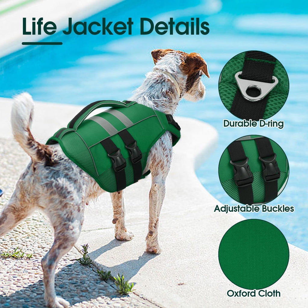 Kuoser — Chaleco Salvavidas Ajustable con Asa de Rescate y Reflectores para Perro