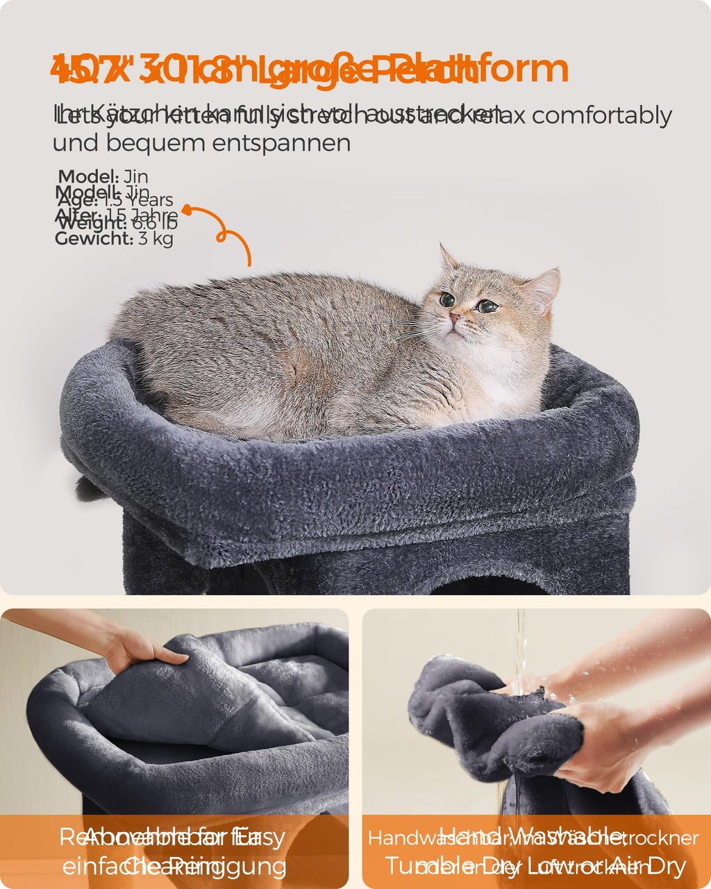 Feandrea — Torre Rascador para Gatos con Condo, Perchas y Postes de Sisal