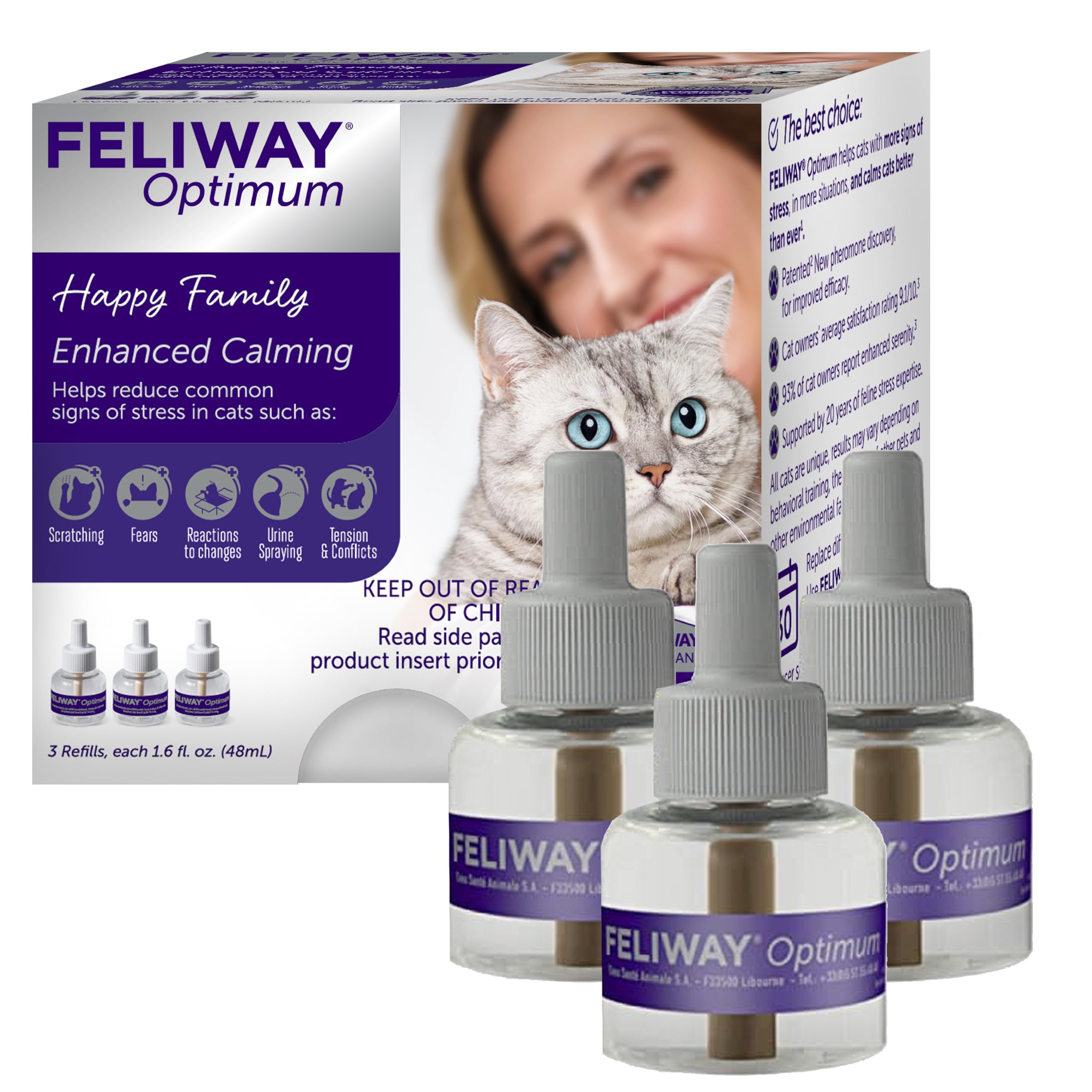 FELIWAY Optimum Cat, Enhanced Calming Pheromone Diffuser, 30 Day Refill
