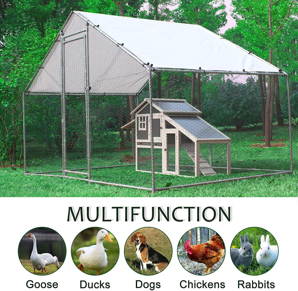 Corral para Gallinas Extra Grande con Cubierta — Jaula Metálica para Aves de Corral, Conejos, Patos y Mascotas de Exterior