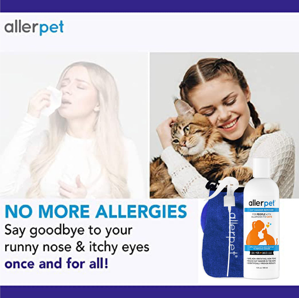 Allerpet Cat Dander Remover — Eliminador de Alérgenos y Caspa para Gato, Fórmula No Tóxica con Eficacia Científicamente Comprobada
