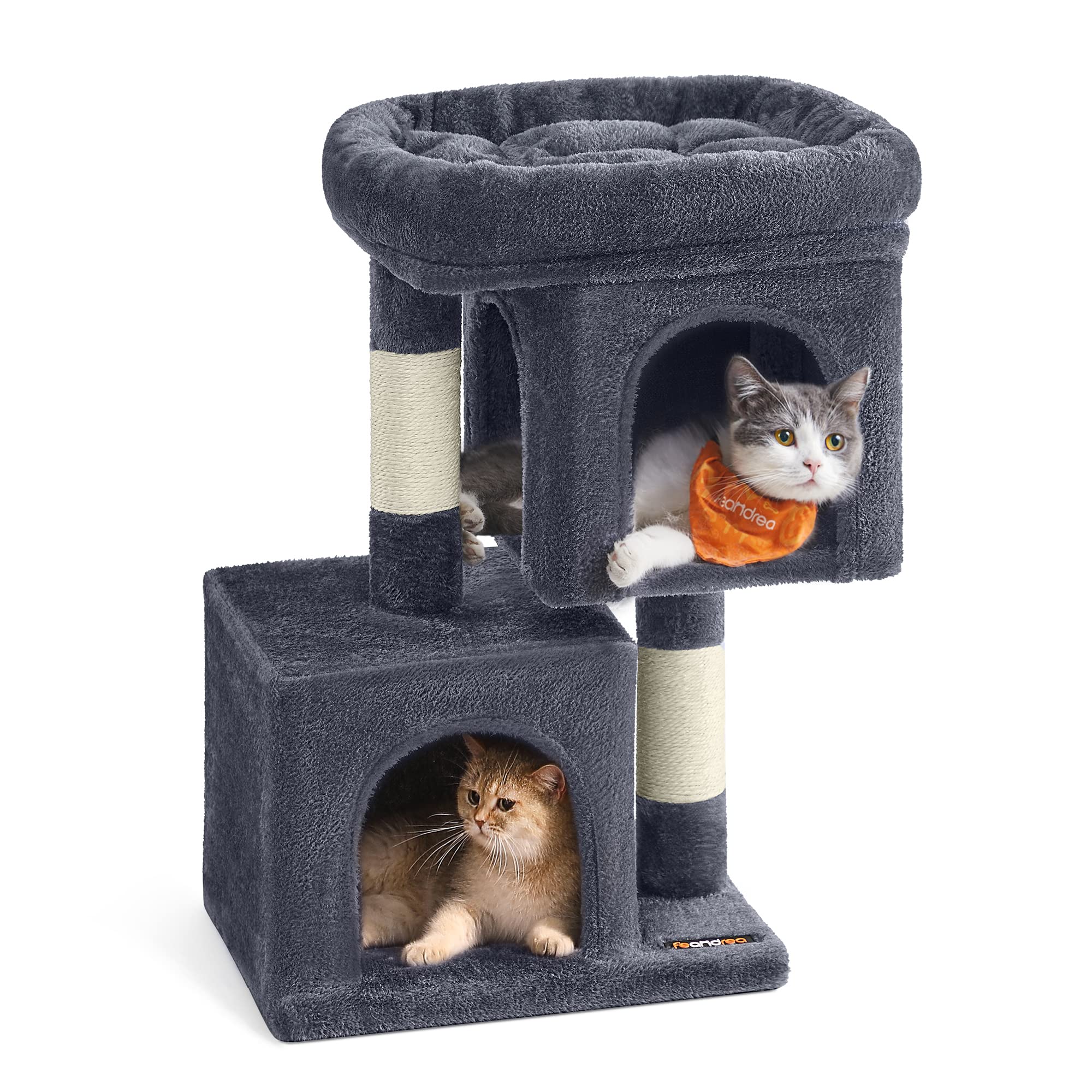 Feandrea — Torre Rascador para Gatos con Condo, Perchas y Postes de Sisal