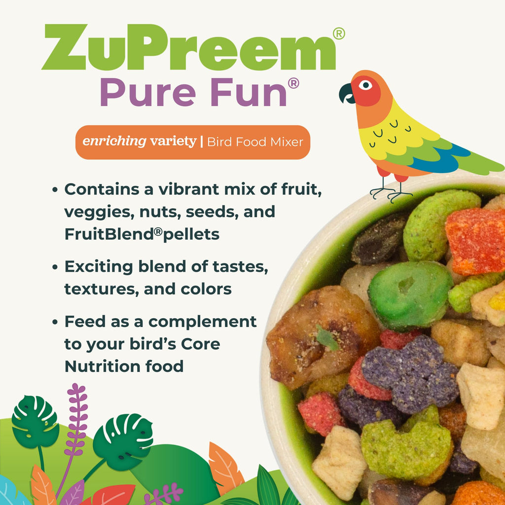 ZuPreem FruitBlend — Alimento en Pellets para Aves Medianas y Grandes (Loro, Conure, Caique, Gris Africano, Eclectus, Cacatúa Pequeña)