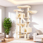 Heybly Torre para Gatos Grandes — Árbol Multinivel con Perchas Anchas, Cueva y Tablero Rascador para Gatos de hasta 9 kg