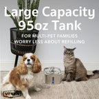 Veken — Fuente de Agua para Mascotas en Acero Inoxidable con Filtros de Repuesto y Tapete de Silicona para Gatos y Perros