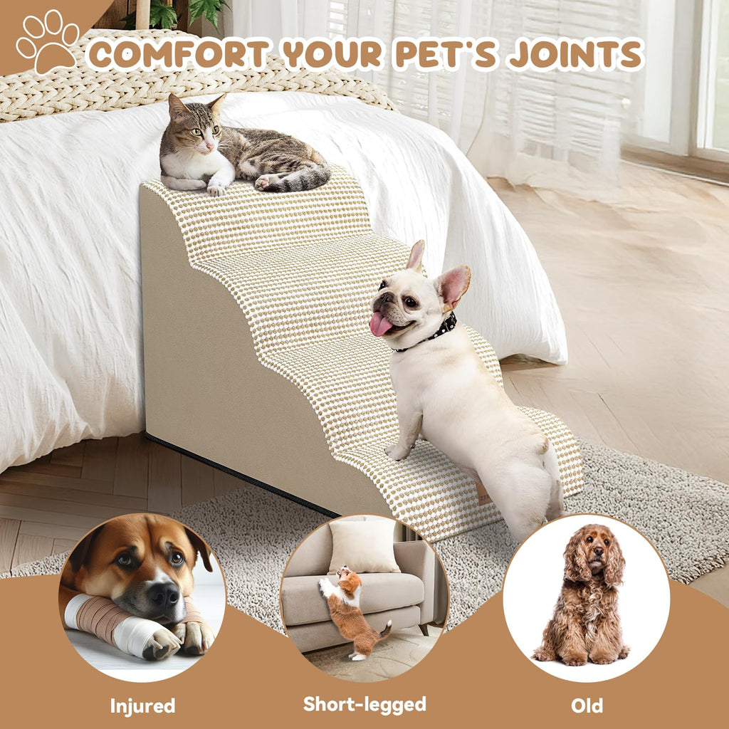 Zerbuger — Escalera y Rampa de Espuma para Perros y Gatos — Escalones Antideslizantes para Cama, Sofá y Silla