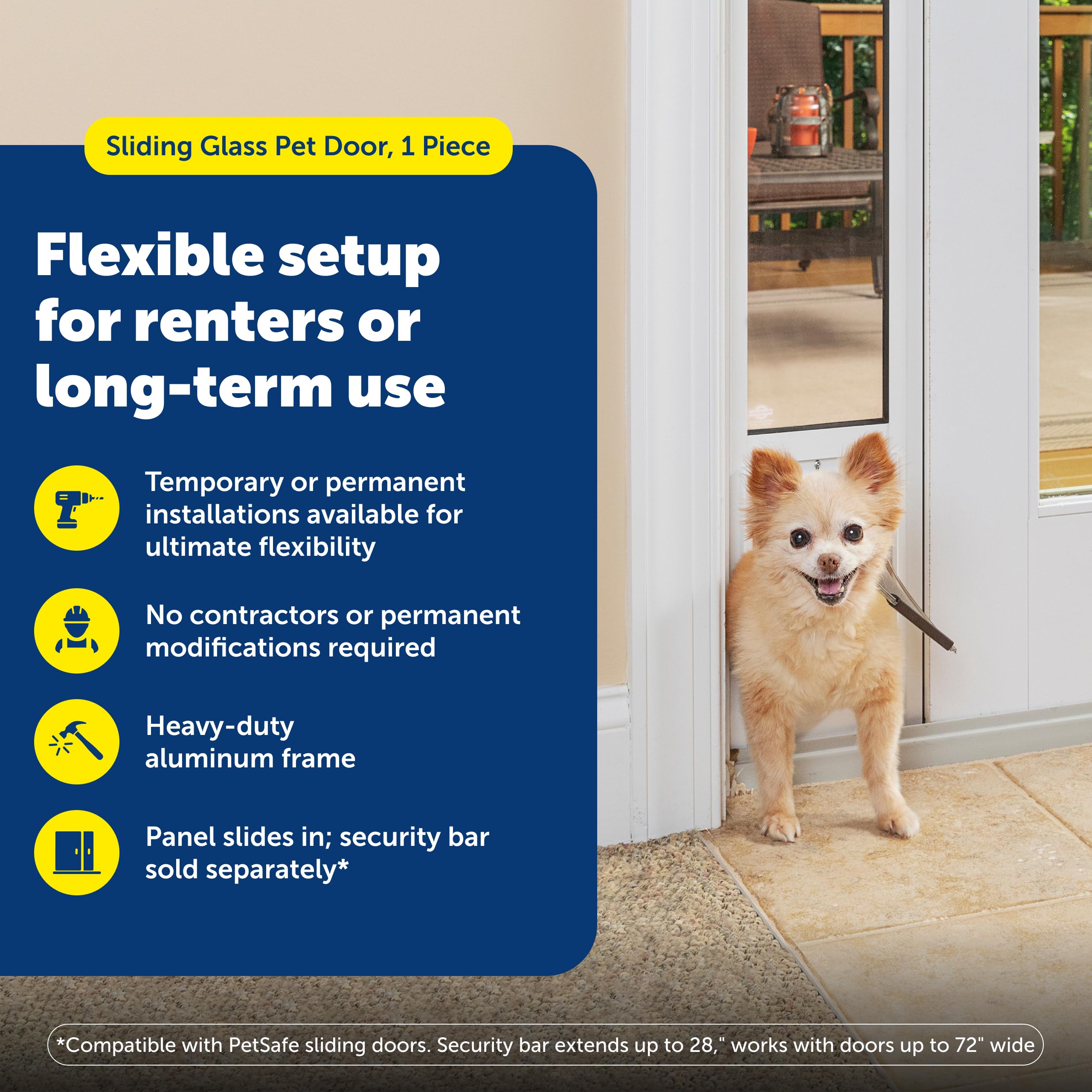 PetSafe Doggy Door — Puerta para Perros en Puertas Corredizas de Vidrio con Altura Ajustable