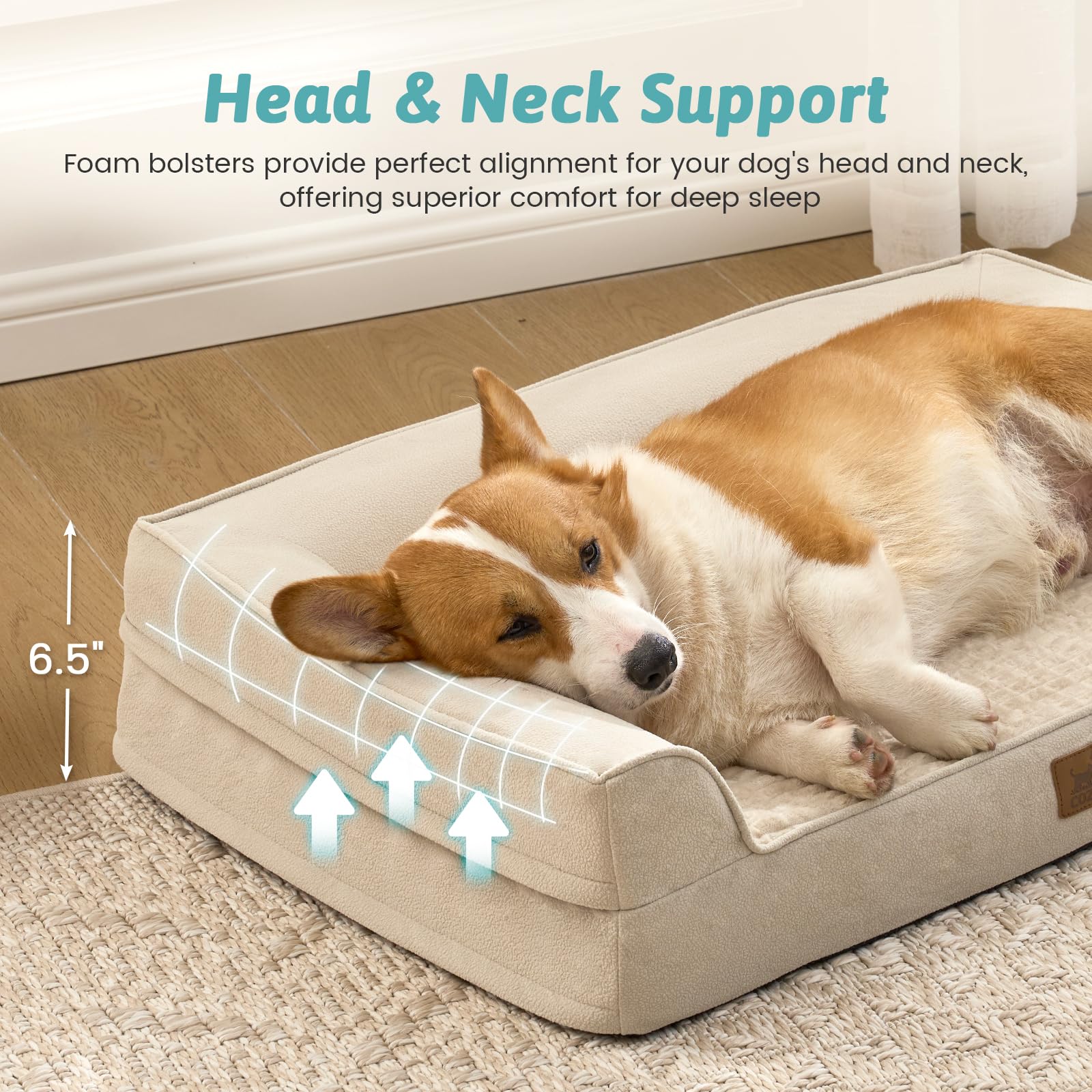 COZY KISS — Cama Ortopédica con Soporte en Espuma tipo Huevo y Bordes Acolchados en U para Perro