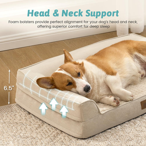 COZY KISS — Cama Ortopédica con Soporte en Espuma tipo Huevo y Bordes Acolchados en U para Perro