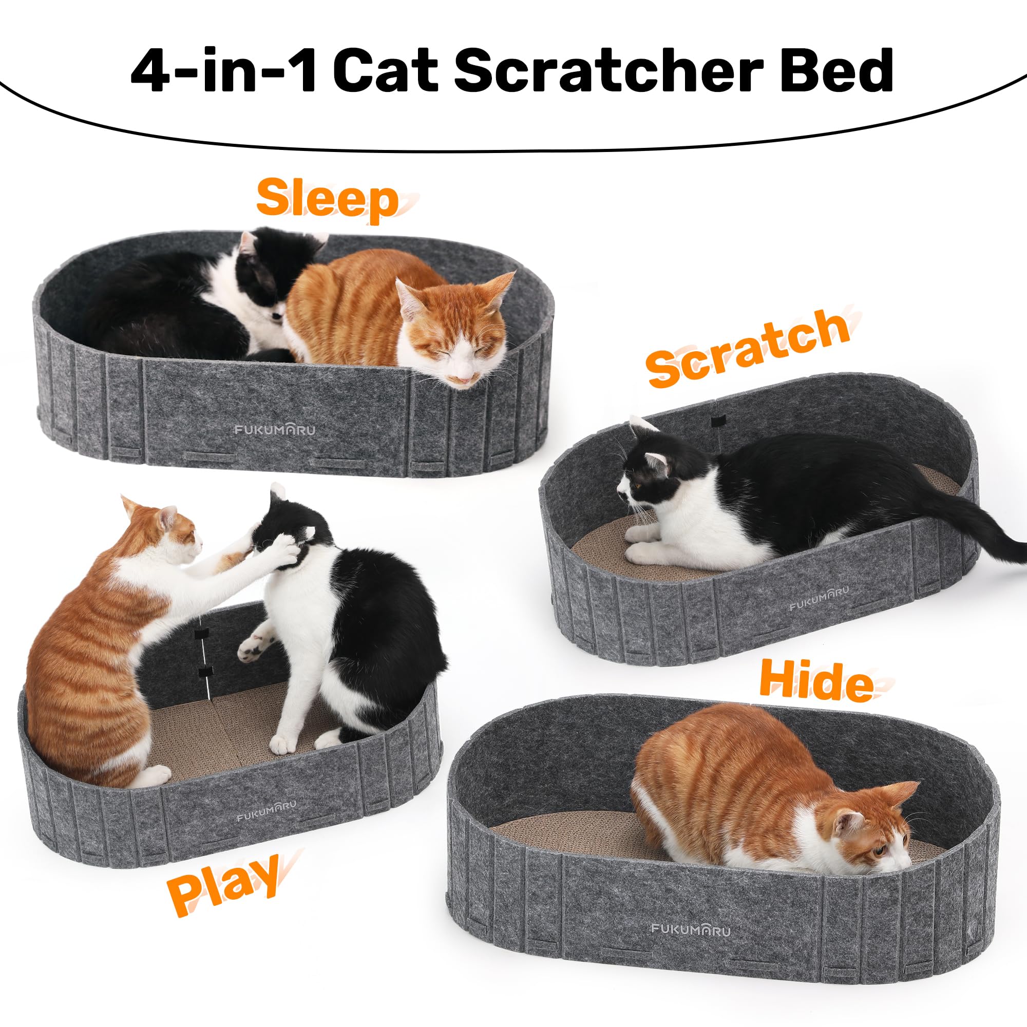 FUKUMARU — Rascador con Forma de Sofá para Gato, Reversible y Desmontable, Cama Rascadora Redonda para Gatos de Interior