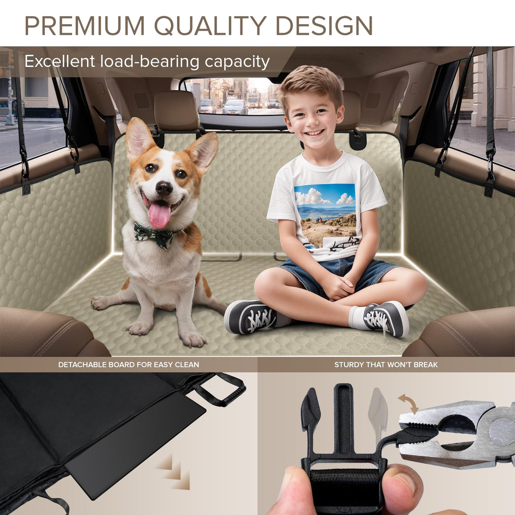 SHARLOVY — Funda Cubre Asiento Trasero para Auto con Extensión y Hamaca, Resistente a Mordidas para Perros