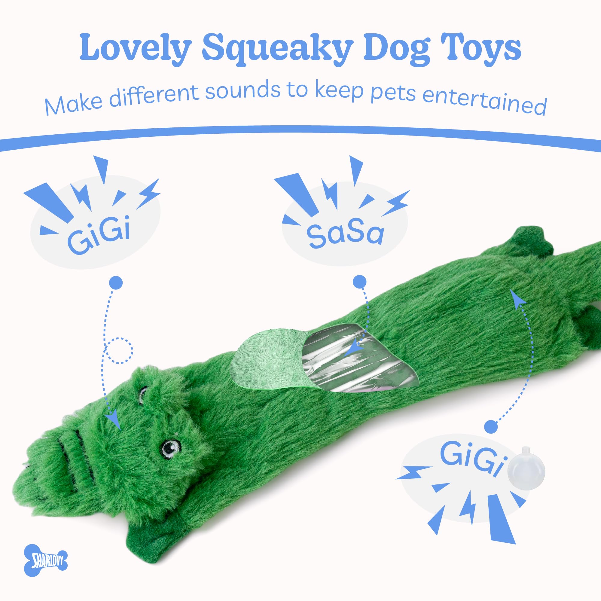 SHARLOVY Bubble Plush — Juguetes de Peluche Chirriantes y Crujientes sin Relleno para Perro