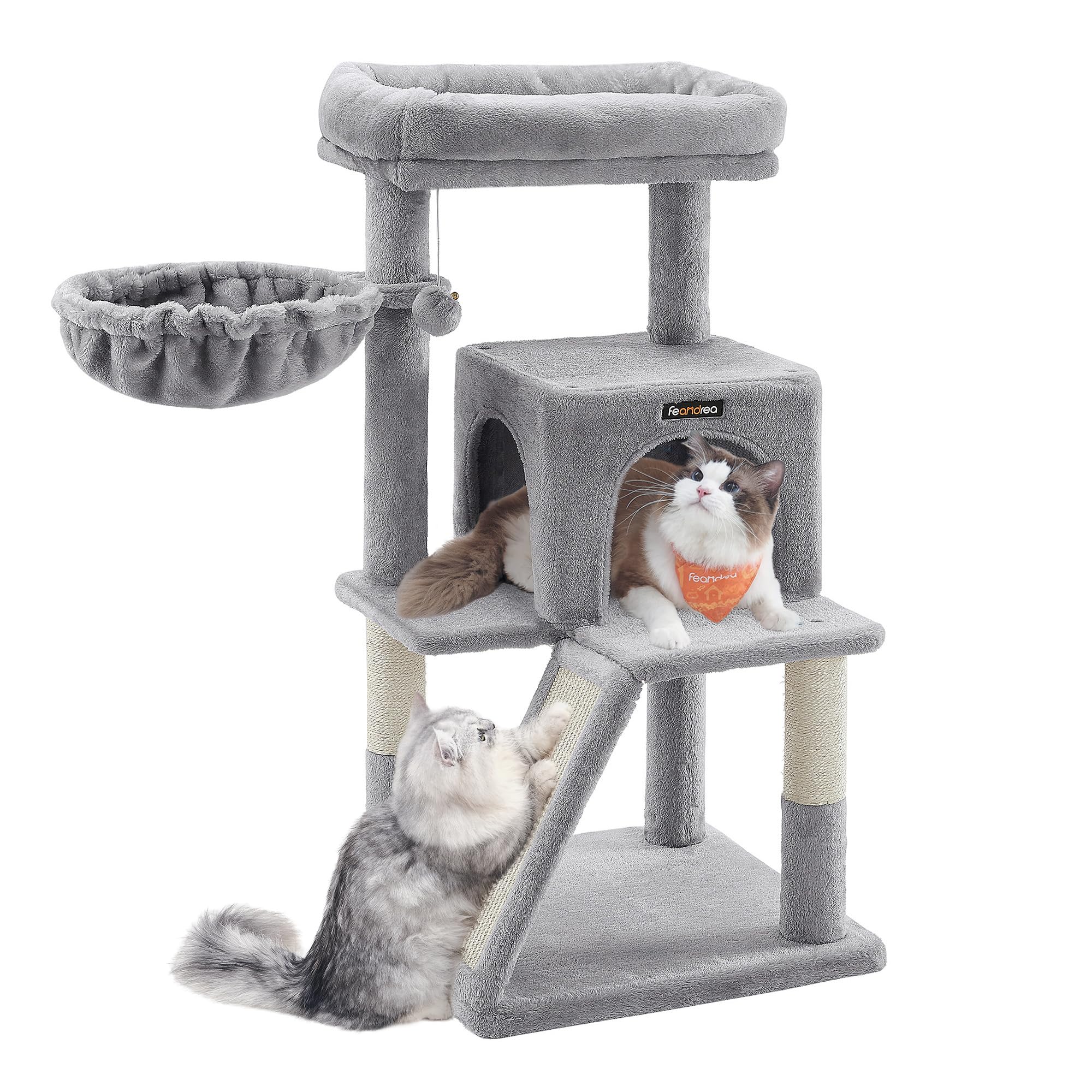 Feandrea Torre para Gatos Multinivel — Árbol Rascador con Percha Ampliada para Gatos Grandes y Cachorros, 96 cm